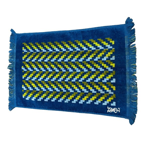 VTG YSL Yves Saint Laurent Blue Retro MCM Terrycloth Fieldcrest 3 Pc Towel Set - Picture 4 of 6